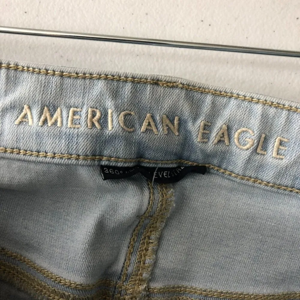 American Eagle Womens Jeans Super Hi-Rise Jegging Crop Light Wash Distressed 8 - Image 3