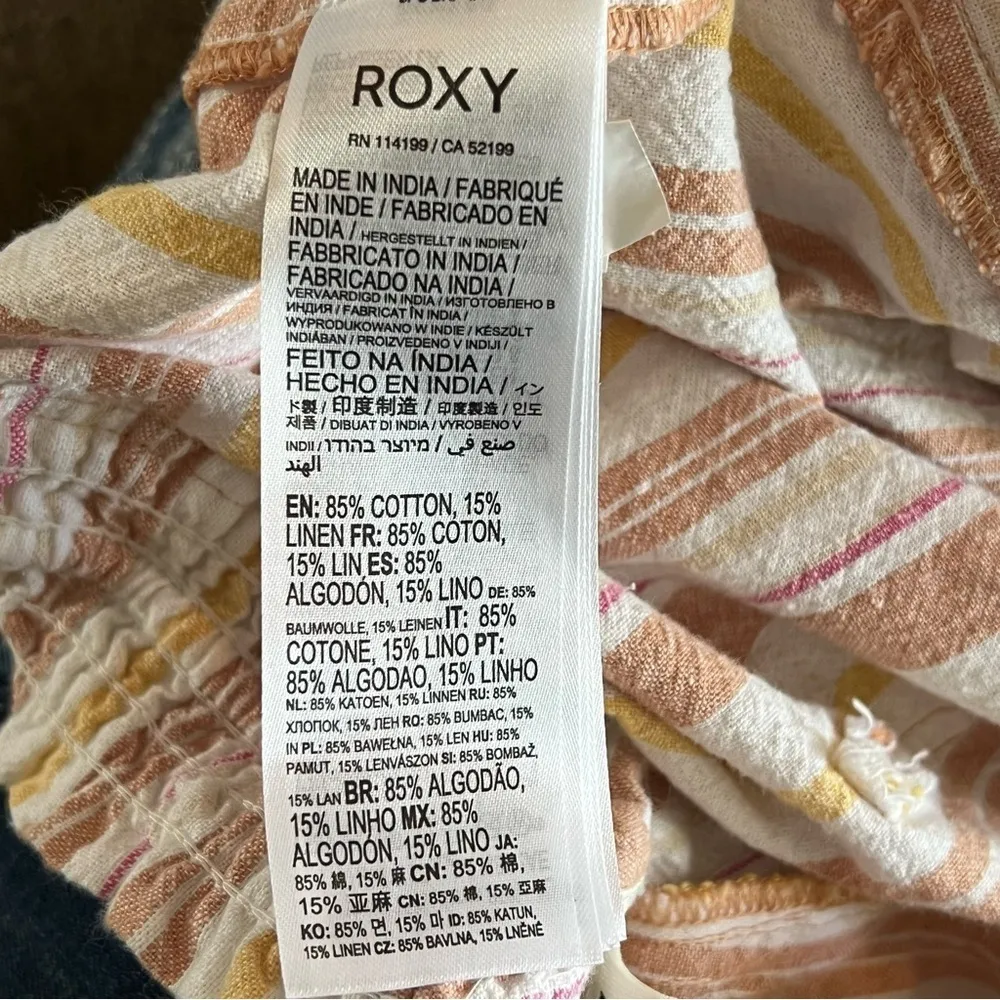 Roxy Striped Straight Leg Palazzo Pants Drawstring Beach Vacation Size Medium - Image 7