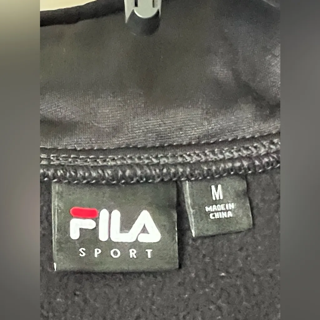 Fila Women’s Medium Quilted Zip Up Hoodie Jacket Black Blue Sport Lightweight - Image 8