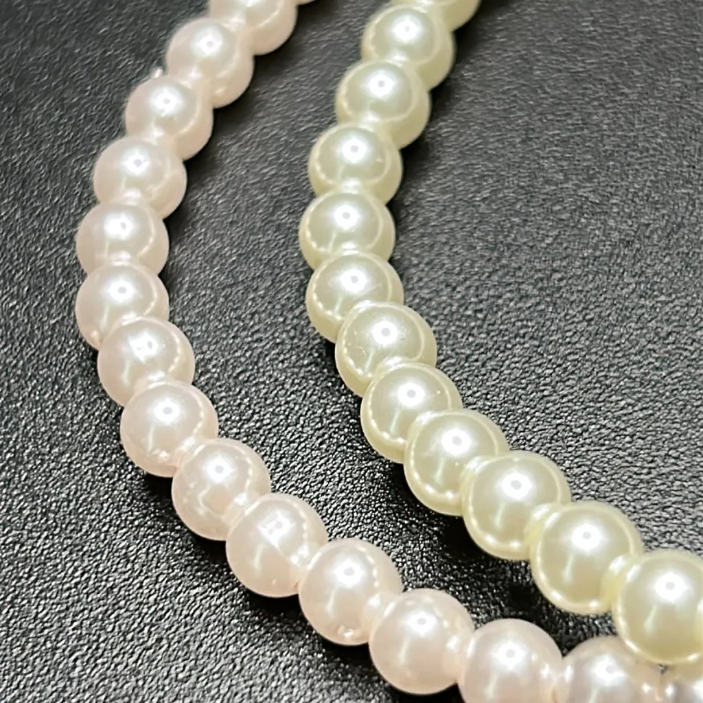 Women’s vintage‎ dainty set of 2 white/pink faux pearl beaded bracelets one size White - Image 2