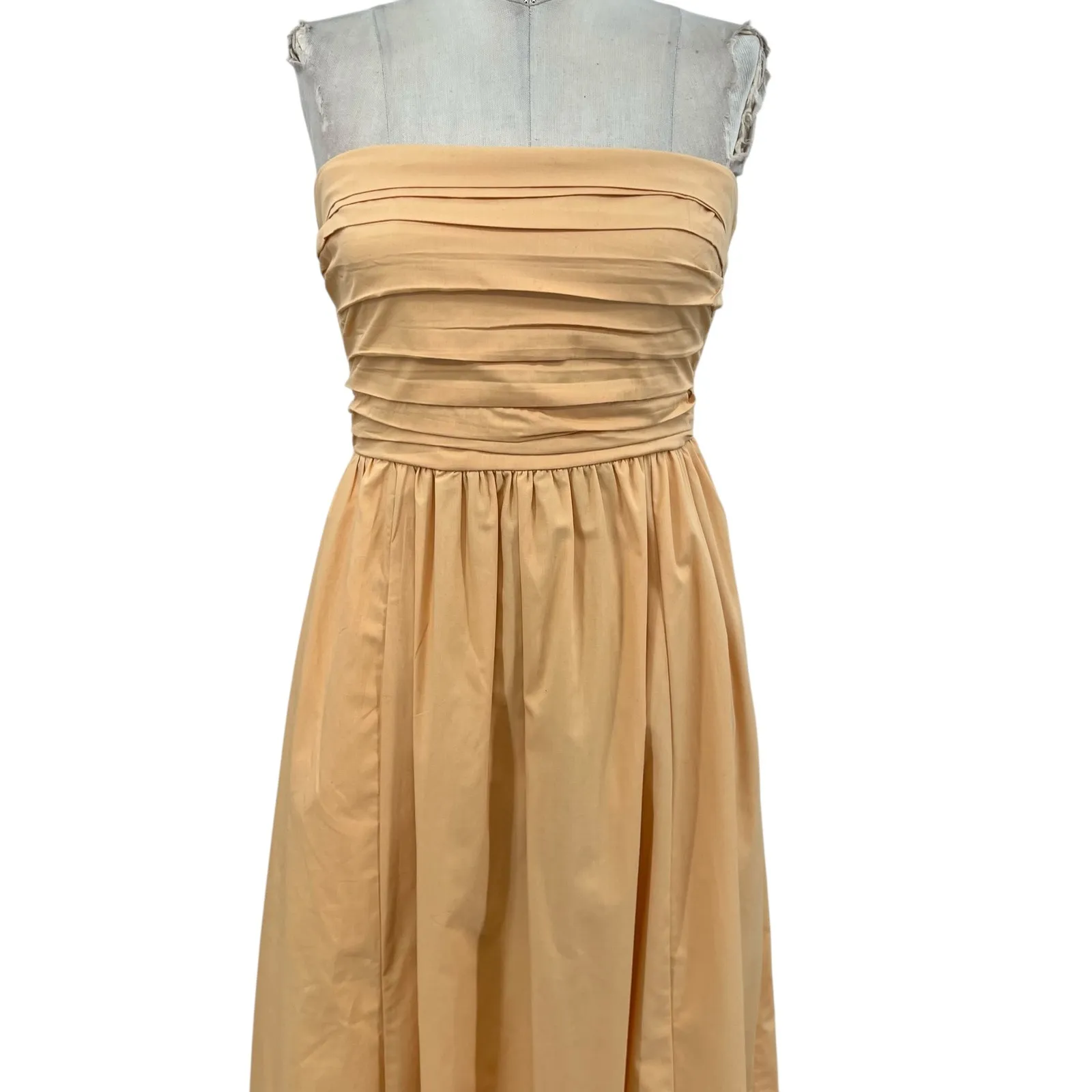 Abercrombie & Fitch Poplin Strapless Midi Dress Pleated Orange‎ Size XS - Image 5