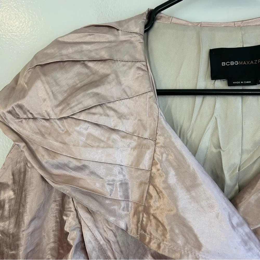 BCBGMaxAzaria Metallic Pink Double Breasted Belted Peplum Jacket XS - Image 7