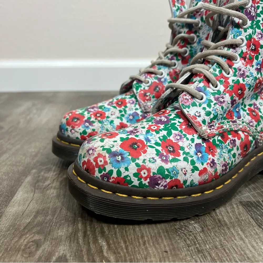 Dr. Martens White Wild Poppy Floral 1460 Pascal Boots - Image 16