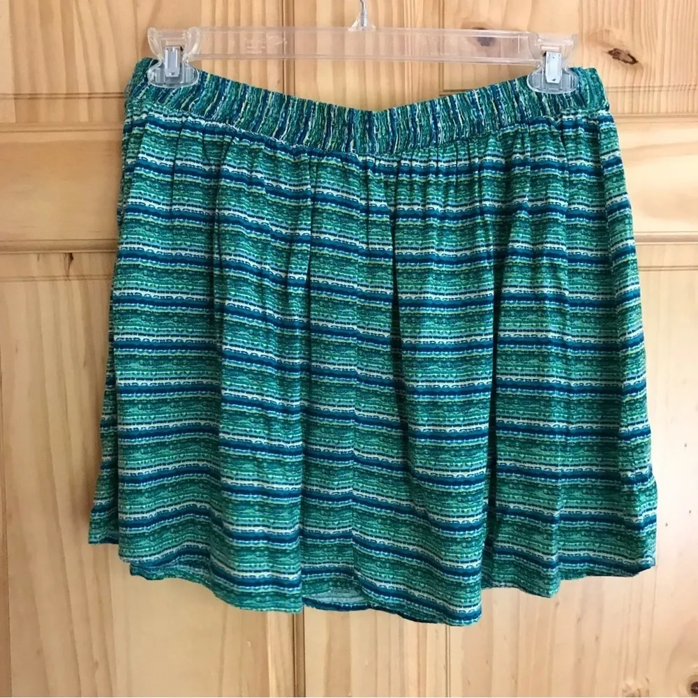 𝅺Mossimo Supply Co. abstract tropical tribal Striped Rayon mini Skirt Size XL - Image 6