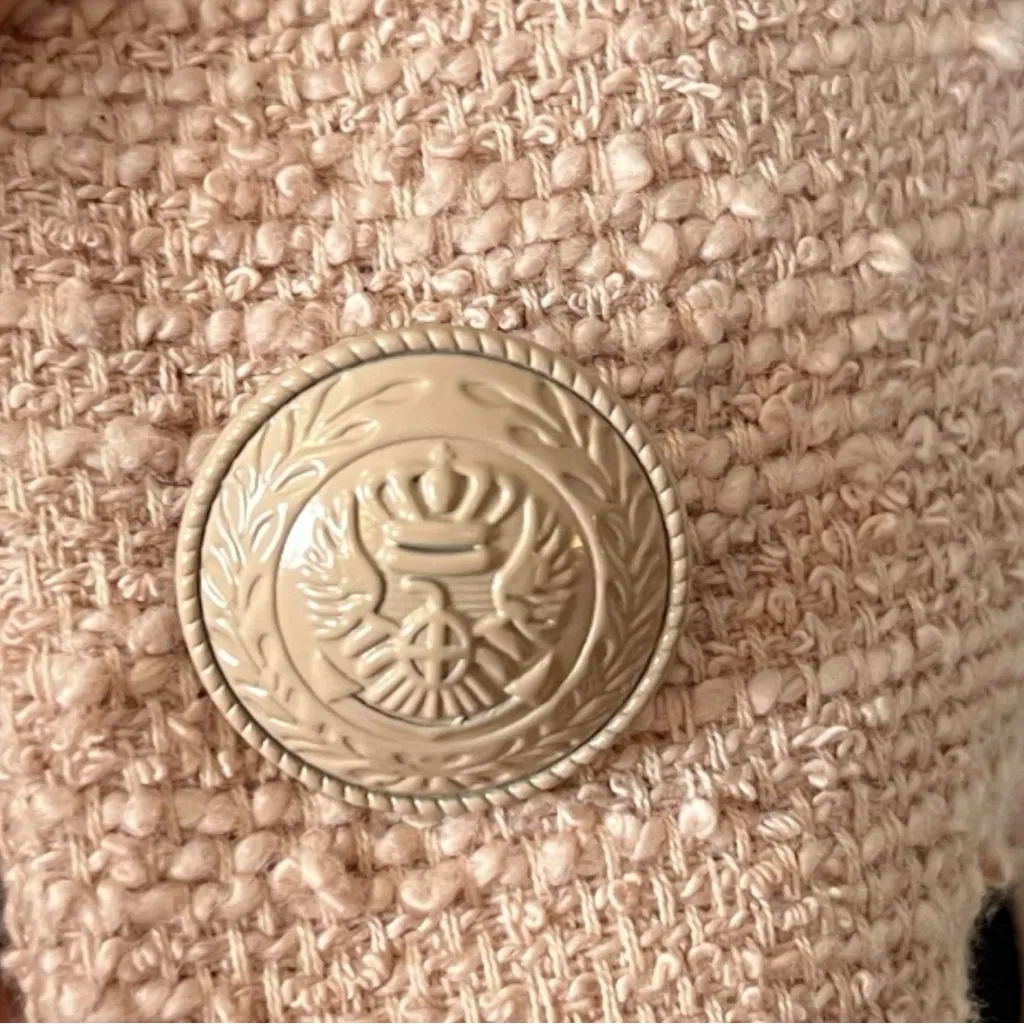 L’Agence Blazer Boucle Tweed Peak Lapel One Button Petal Pink Women’s Size 8 - Image 9