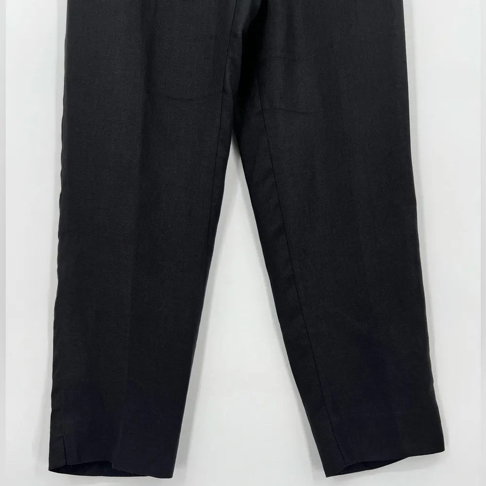 Talbots 100% Irish Linen Pants Trousers Solid Black Pockets Lined Belt Loops 4 - Image 3