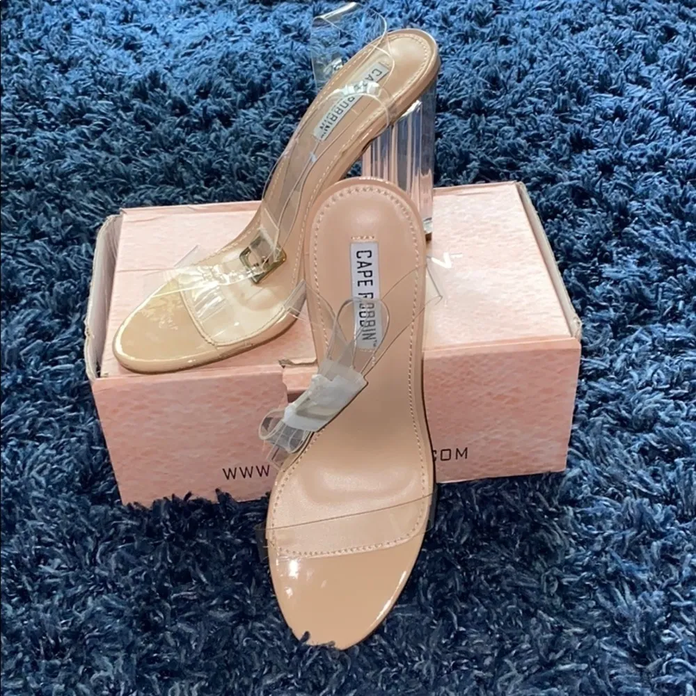 Cape Robbin Maria-2 Clear Chunky Block High Heels - Image 2