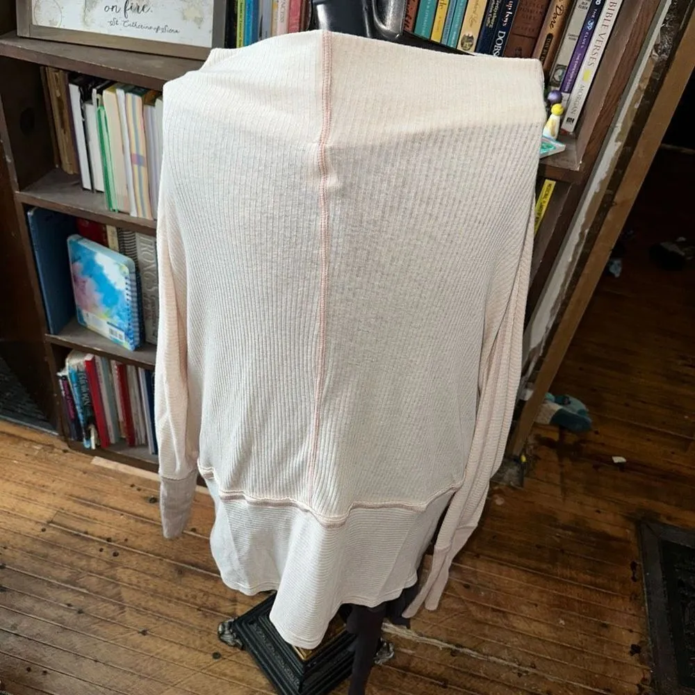 We the Free ribbed cream oversized wide neck M long sleeve top - Image 2