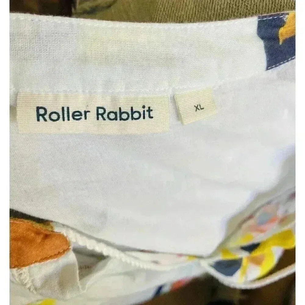 Roller Rabbit‎ Tunic Top Serafina Fruit Print Cotton Gauze Fringe XL Swim Resort - Image 9