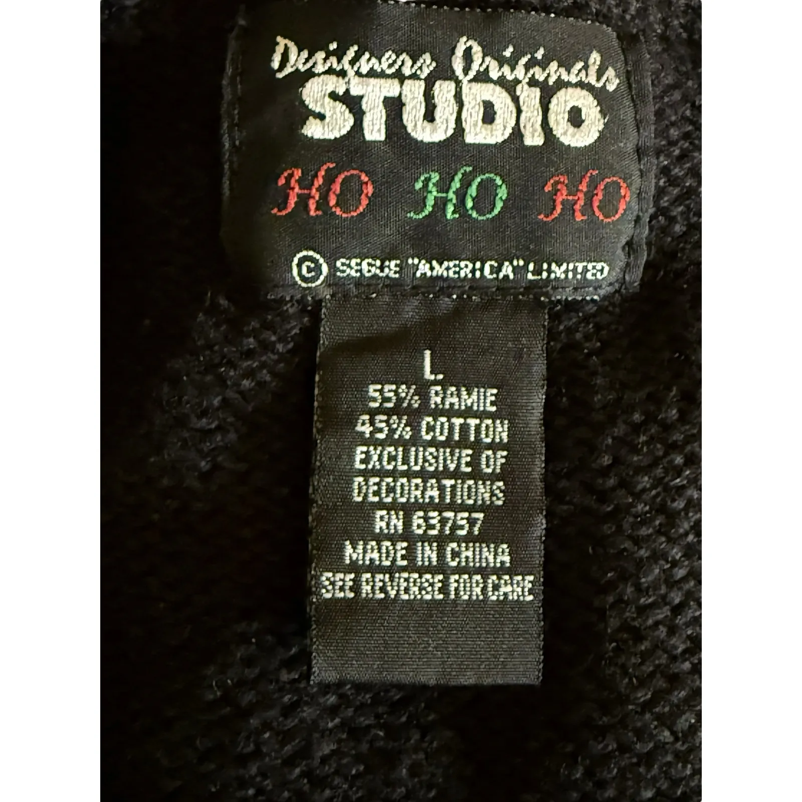 Vtg Designers Studio Ho Ho Ho Embellished Snowman Christmas Sweater Size Large Black - Image 8