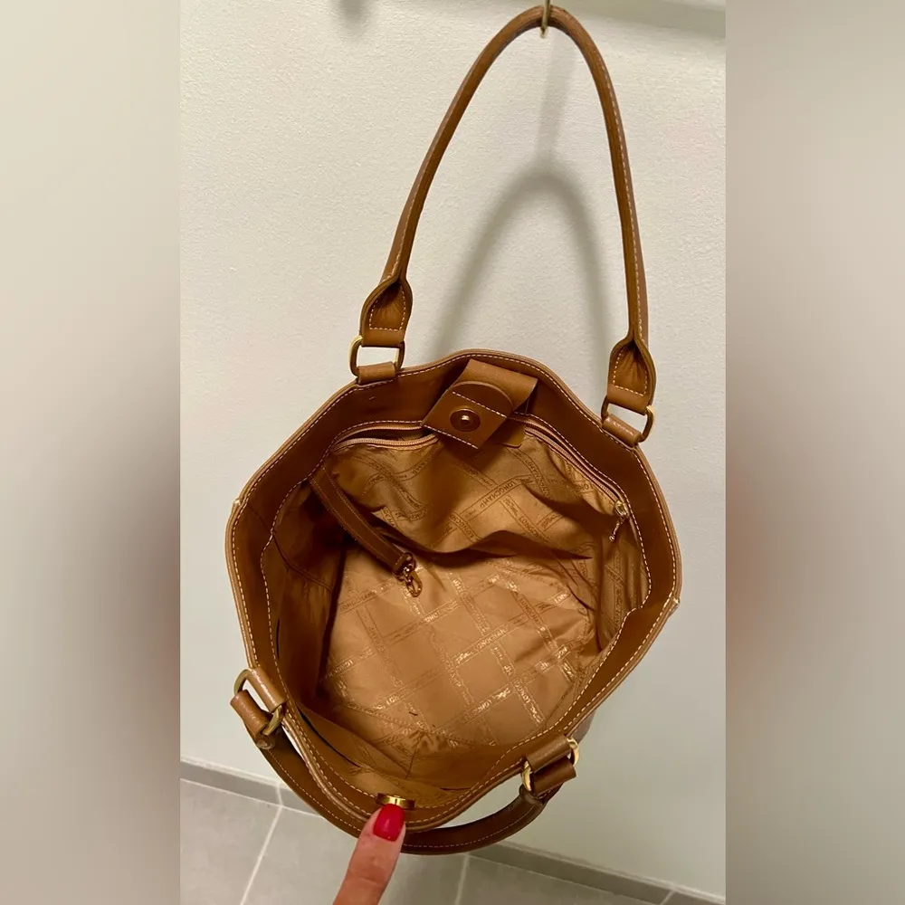 Longchamp Small Leather Tote | Brown - Image 4