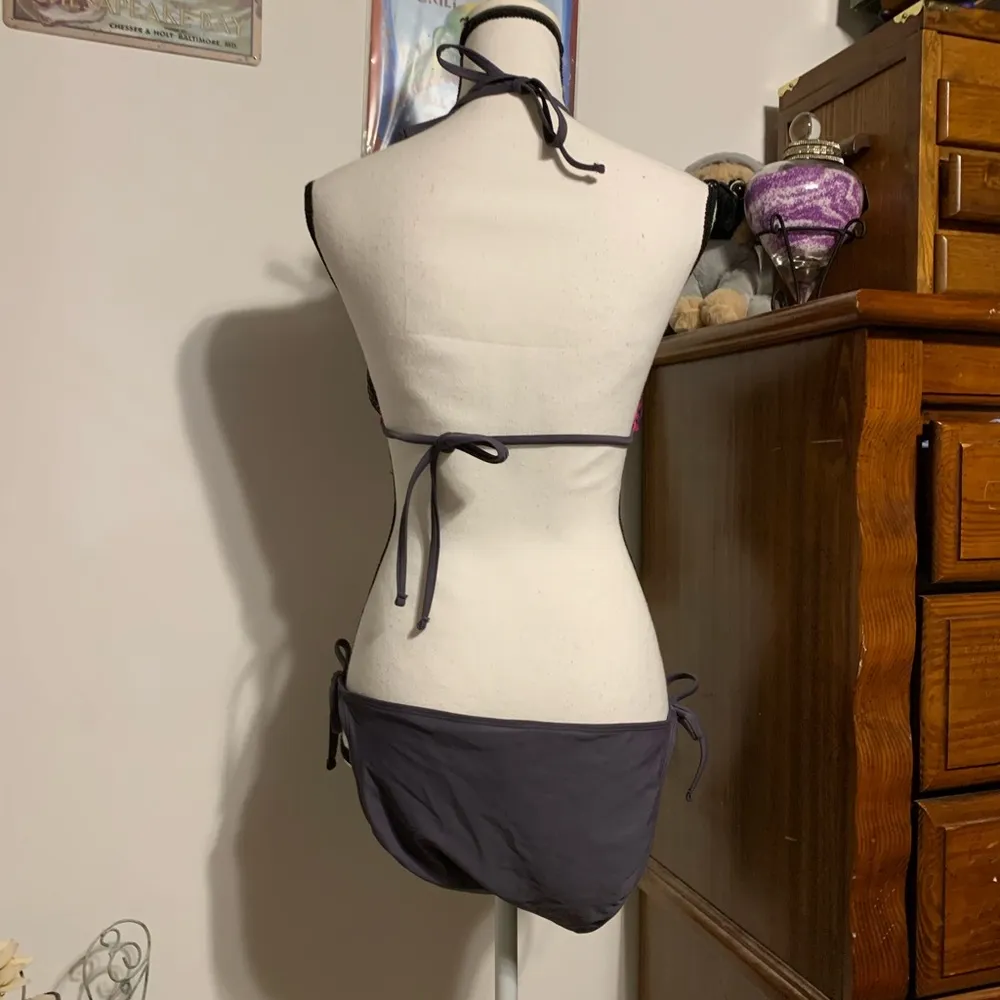 Xhilaration Gray Pink Fishnet String Bikini Set - Image 5