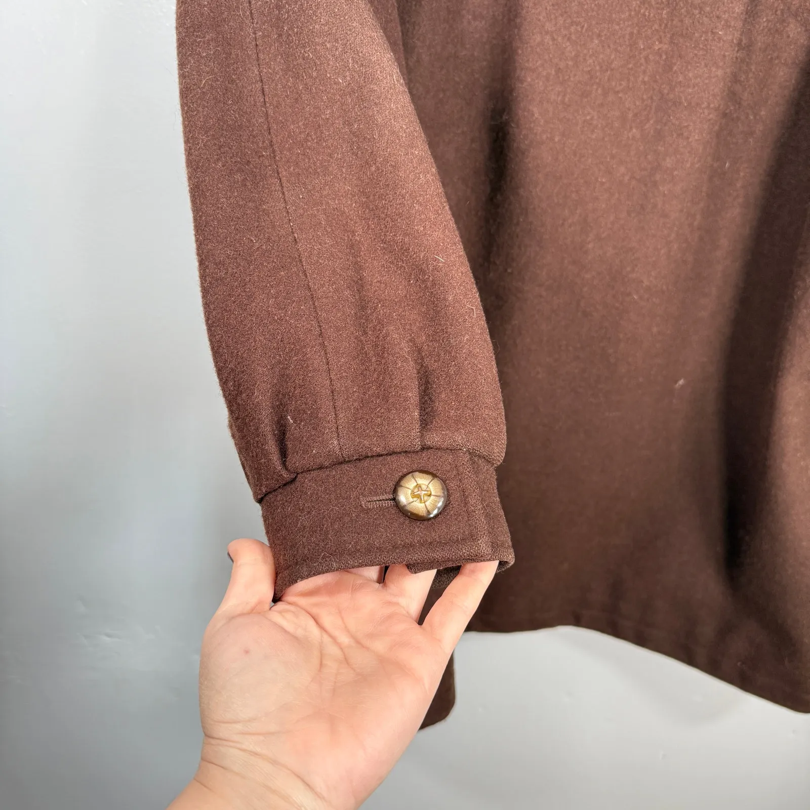 Vintage Chocolate Brown Wool Fur Trim Hooded Coat 12 Quiet Luxury Winter - Image 7