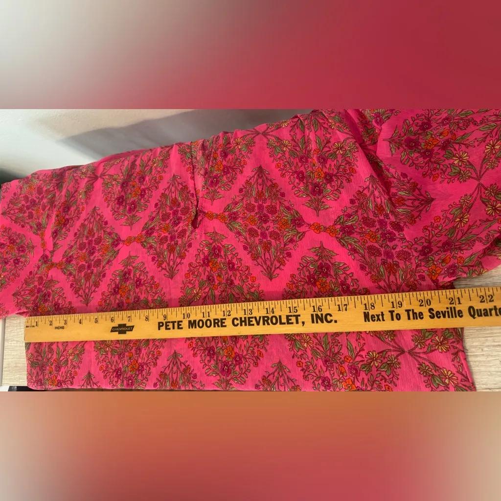 Olivaceous Pink Floral Boho Top Blouse Flare Sleeves Loose Flowy NWT Small - Image 5