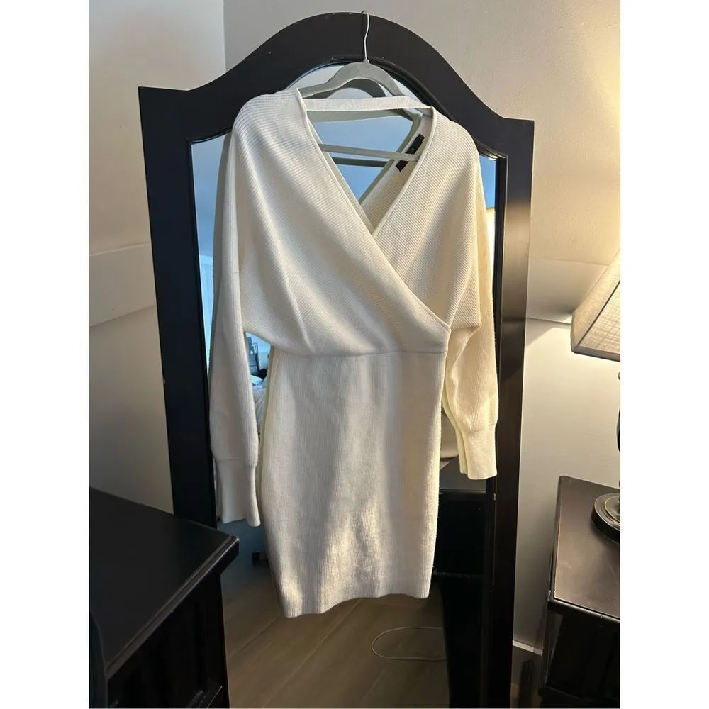 NEW ZESICA Wrap V Neck Knit Backless Sweater Dress L NO BELT Size L - Image 4