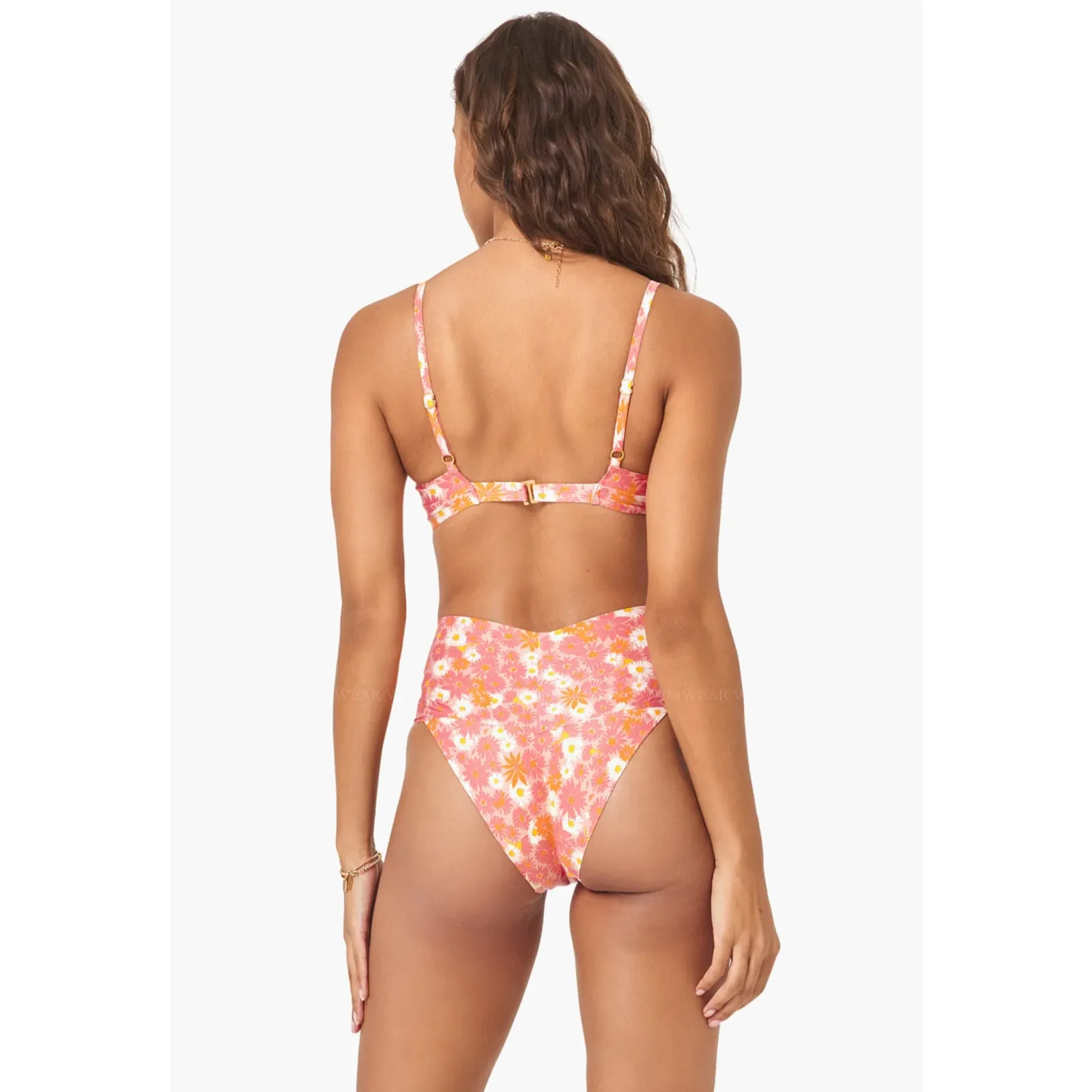 L Space Bikini Bottom Womens Small Pink Fused RY Floral‎ Boho Swim Beach Summer - Image 2