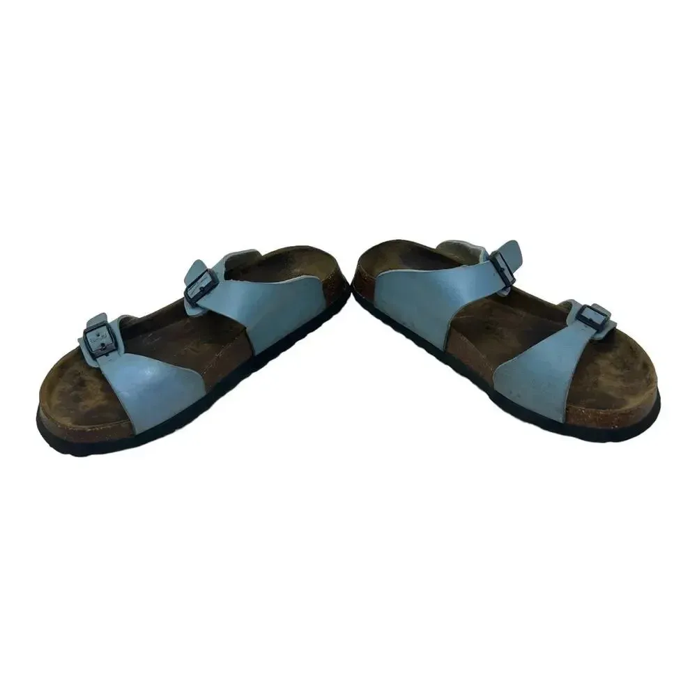 Betula Original‎ Birkenstock 240 Light Blue Leather Slide Sandals Size 37 US 6 - Image 5