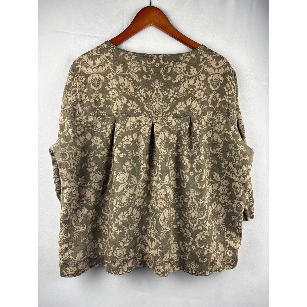 Caslon Womens 16W Linen Floral Print Jacket Brown - Image 6