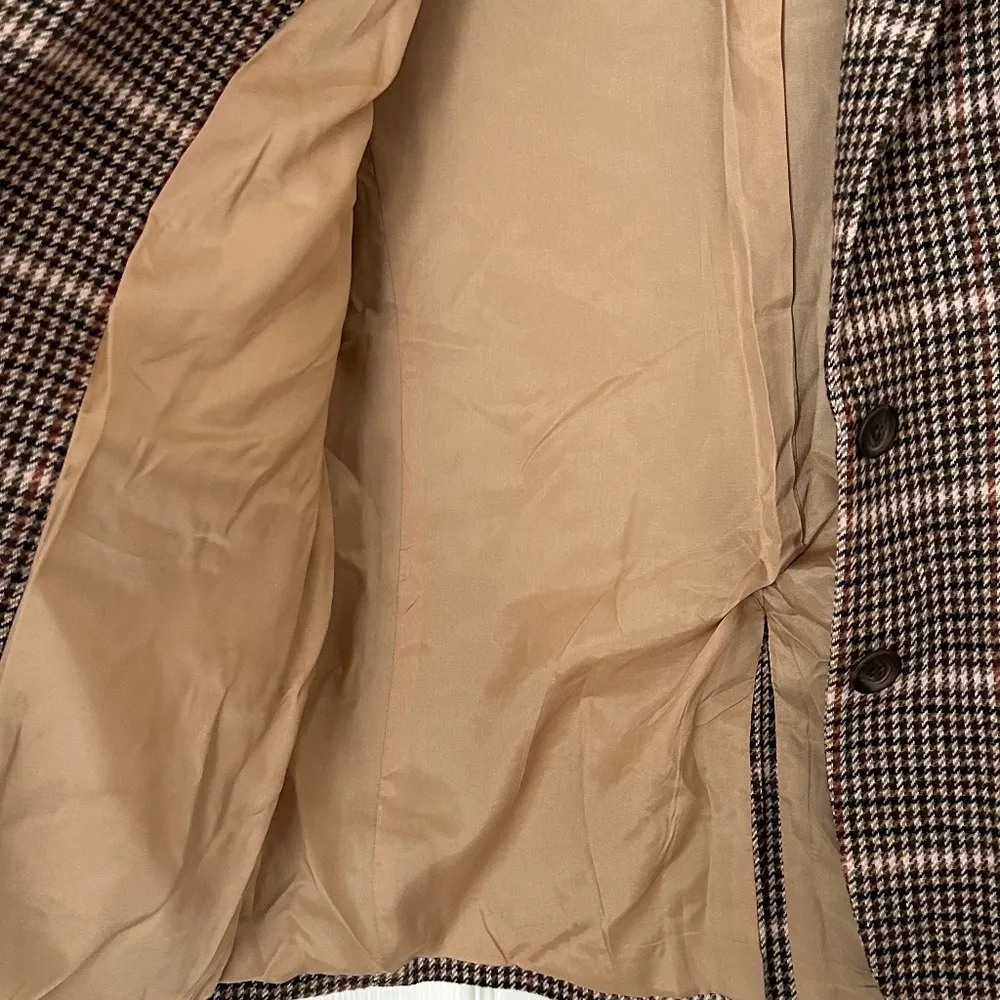 Topshop Blazer Wool Blend Striped Tweed Brown Size 8 Oversized Jacket - Image 3