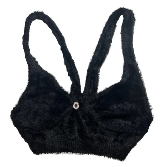 For Love and Lemons Devin Fuzzy Crop Black Size Small New - Image 8