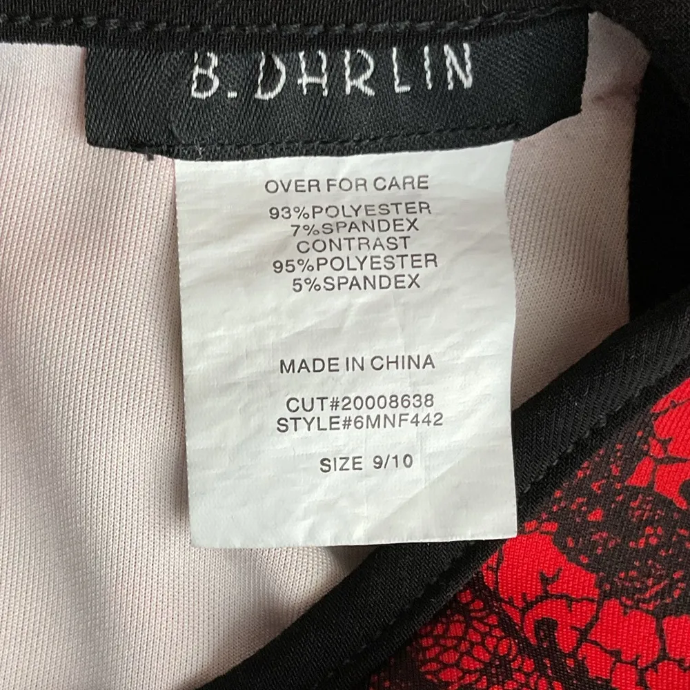 B. Darlin Size 9/10 Jr’s High Neck Red & Black BodyCon Sleeveless Dress Back Zip - Image 7