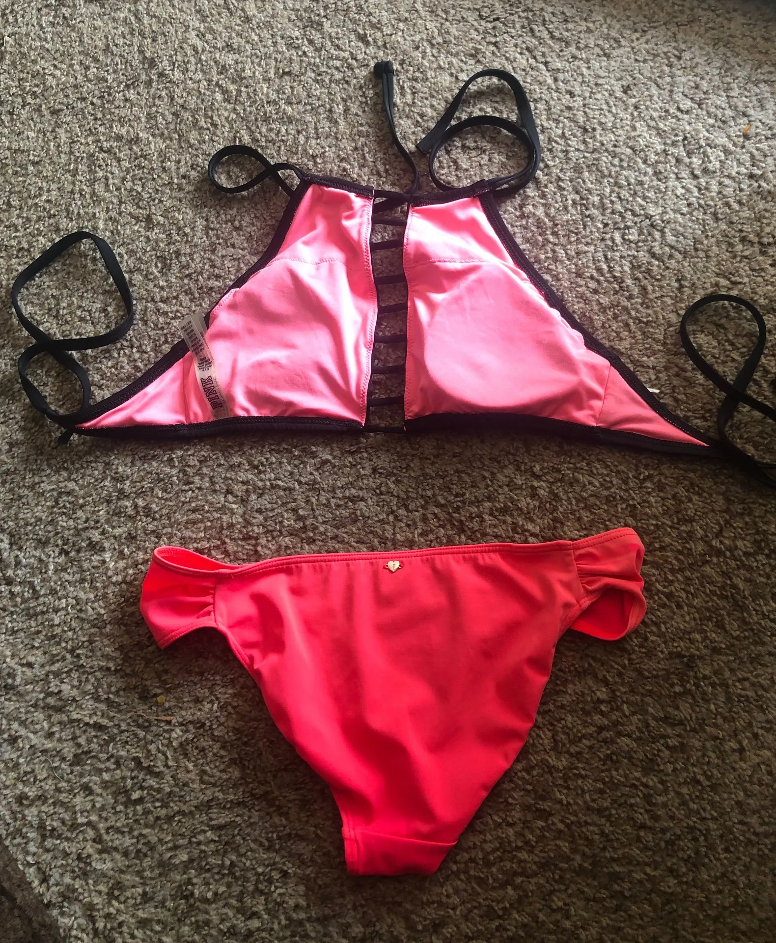Victoria Secret Bikini Set Pink/Black - Image 2