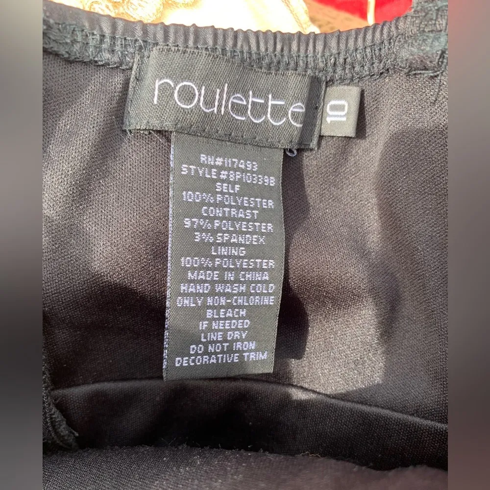 Roulette Women Black‎ Cocktail Dress 10 Red Beaded Sequin Flowers Goth Vampy Y2k Black - Image 6