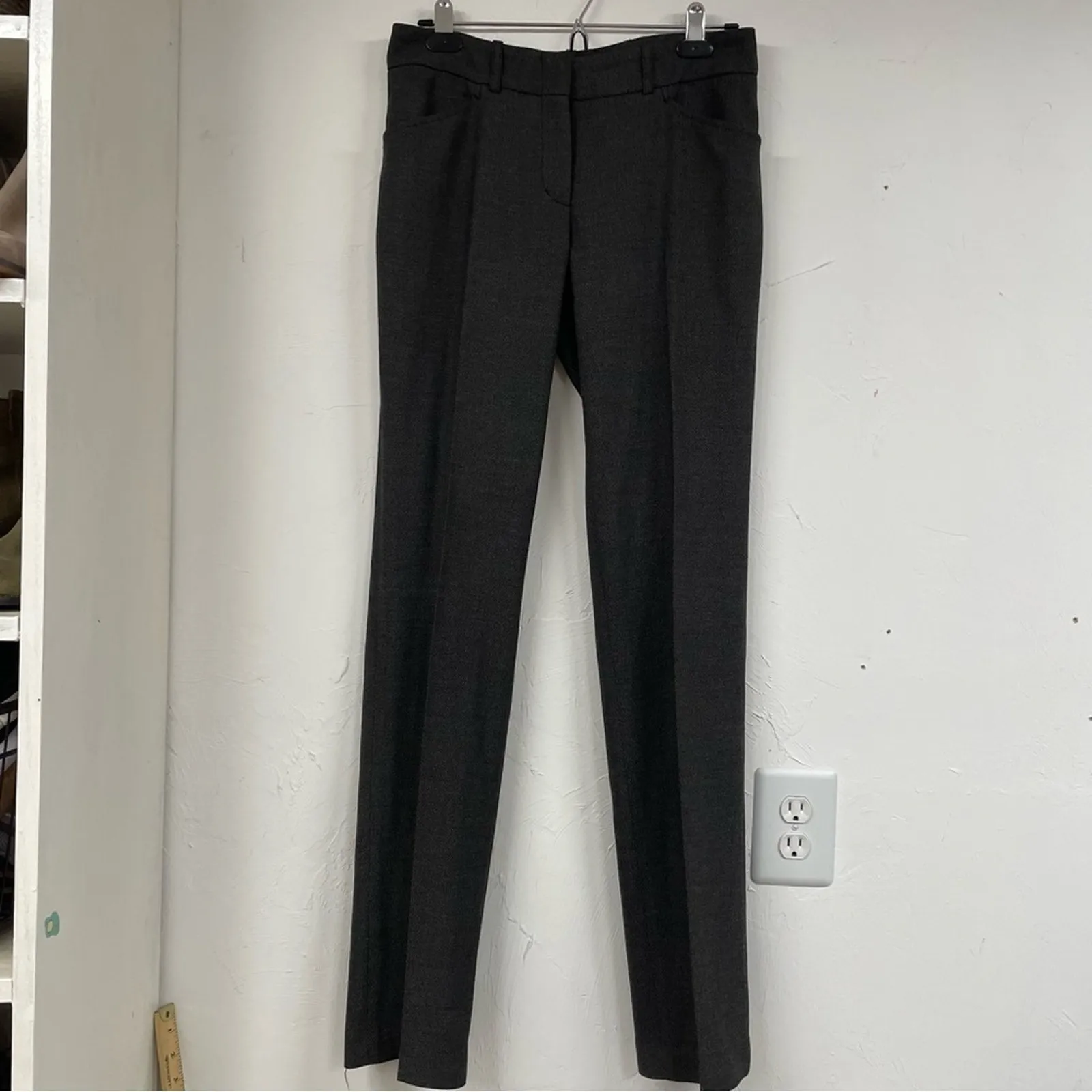 BCBGMaxAzria Grey Houndstooth Womens Slim Fit Chino Trouser Dress Pants S Work - Image 5