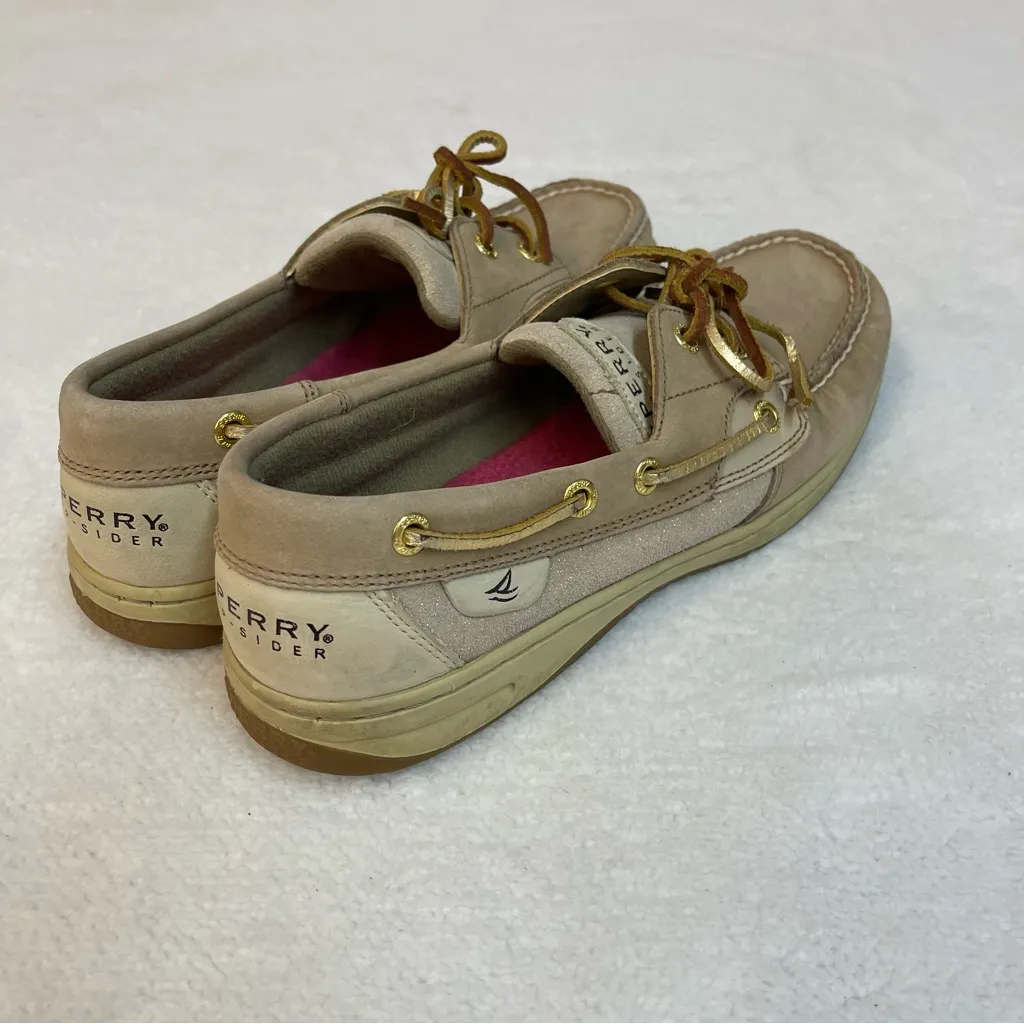 SPERRY TOP SIDER Bluefish Linen Gold Suede Leather Boat Shoes Women's Size US 8 - Image 8