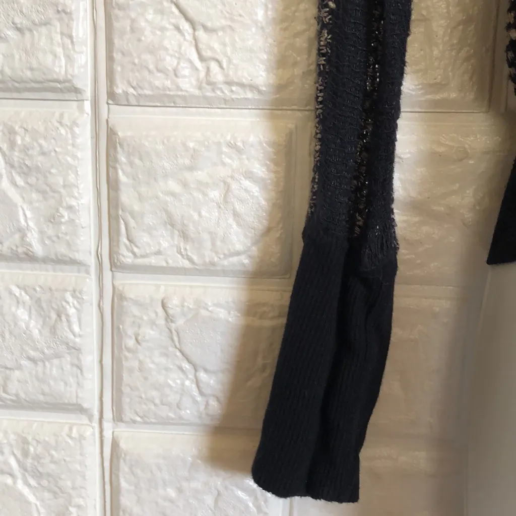 About A Girl striped black‎ tan mesh lightweight sweater top women’s size M - Image 2