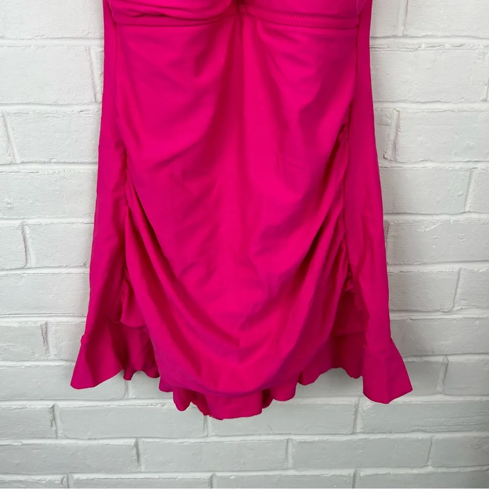 ABS Allen Schwartz Pink Swimsuit Halter Neck Dress Size 8 - Image 4