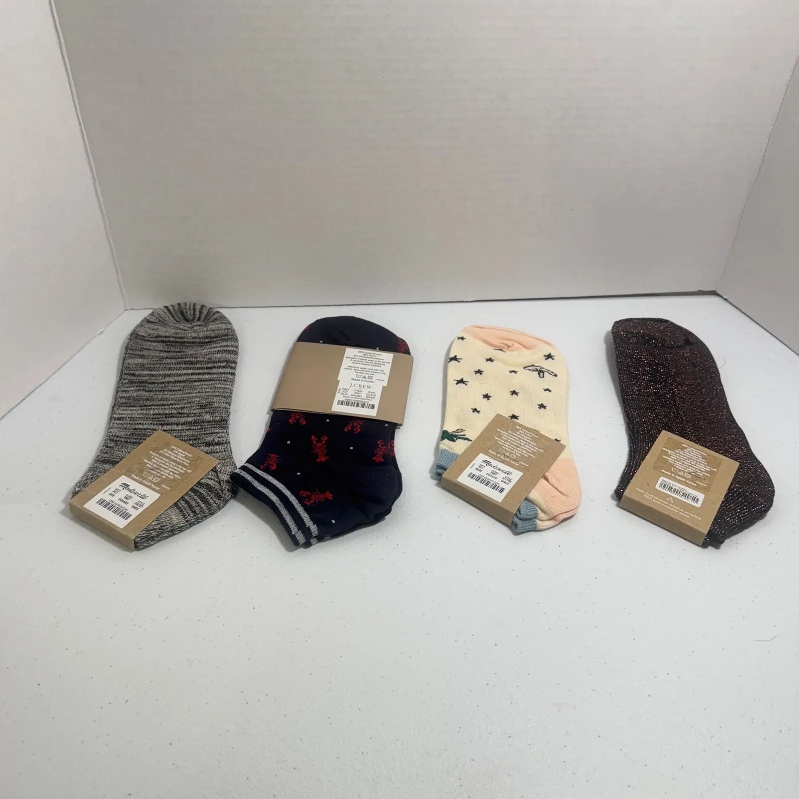 J. Crew Madewell Lobster Stars Eyes Anklet Socks Set 4 Pairs OLDSTOCK Gray - Image 2