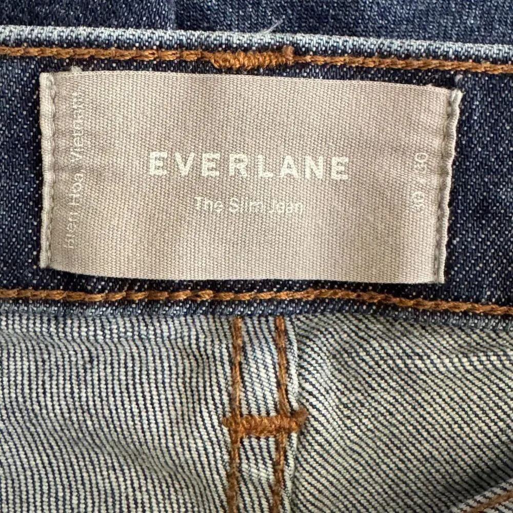 Everlane The Slim Jean Medium Wash Straight Leg Denim 5 Pocket Cotton EUC 30 - Image 5