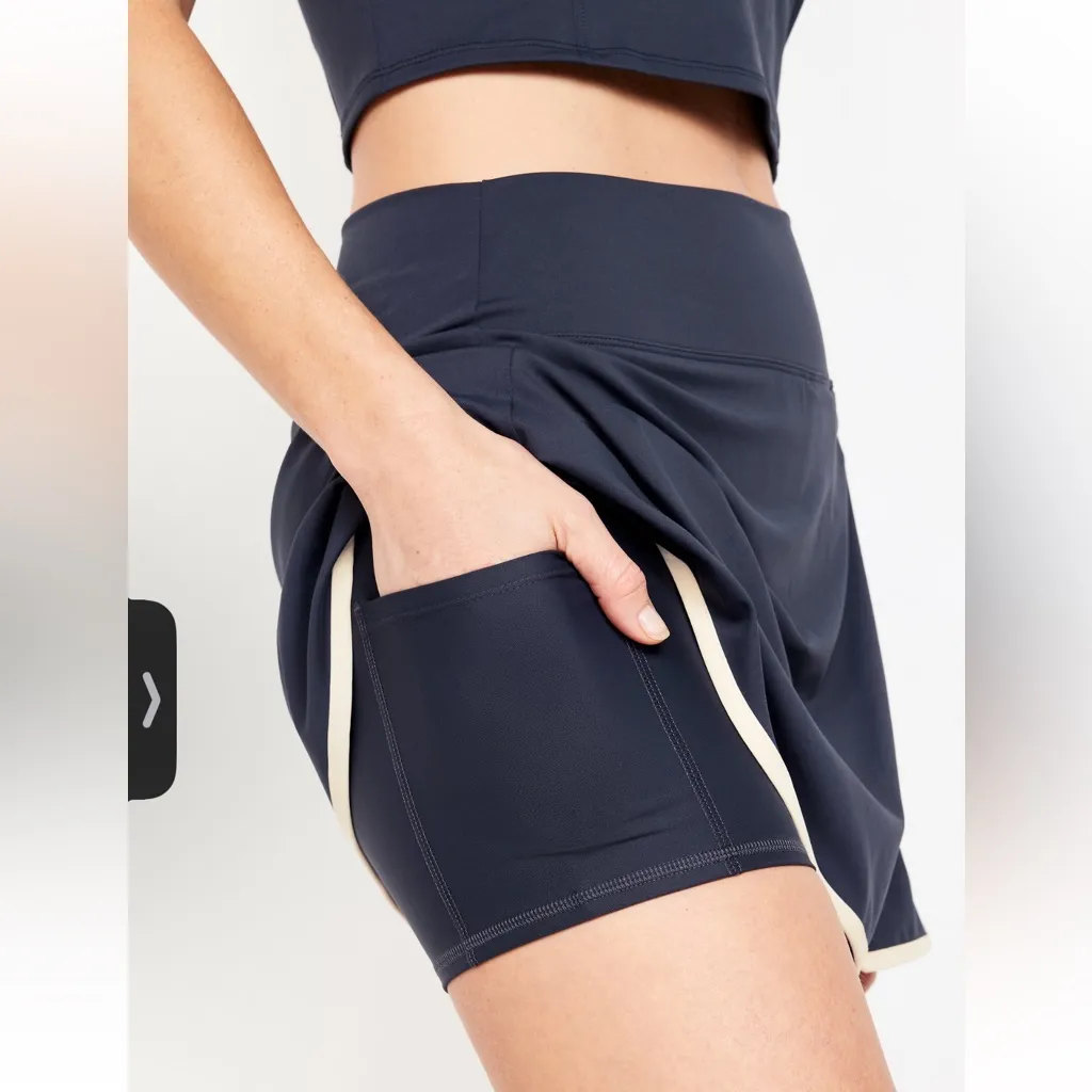 Old Navy Blue White Trim High-Waisted PowerSoft Faux-Wrap Skort - size XL - Image 12
