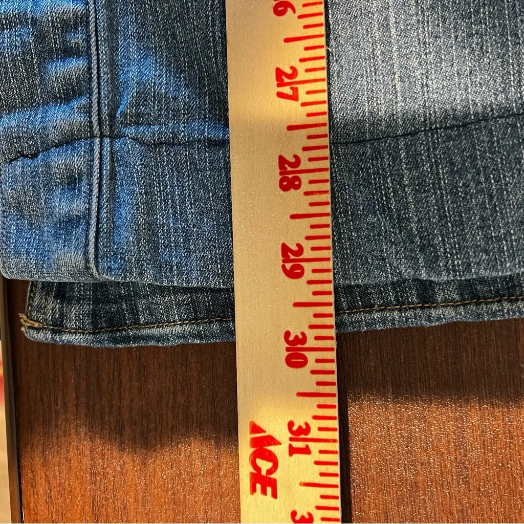 CJ Banks Denim Midi Skirt Size 18W Button Up Pockets Back Split Stretch Blue - Image 8