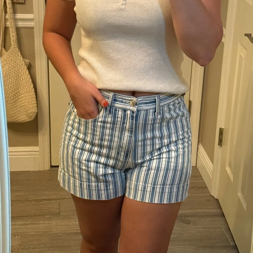 American Eagle Striped Mom Shorts Size 6 - Image 3