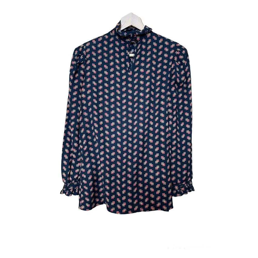 Vintage Meanwhile‎ Blouse Long Sleeve Keyhole Peasant Shabby Cottage - Image 2