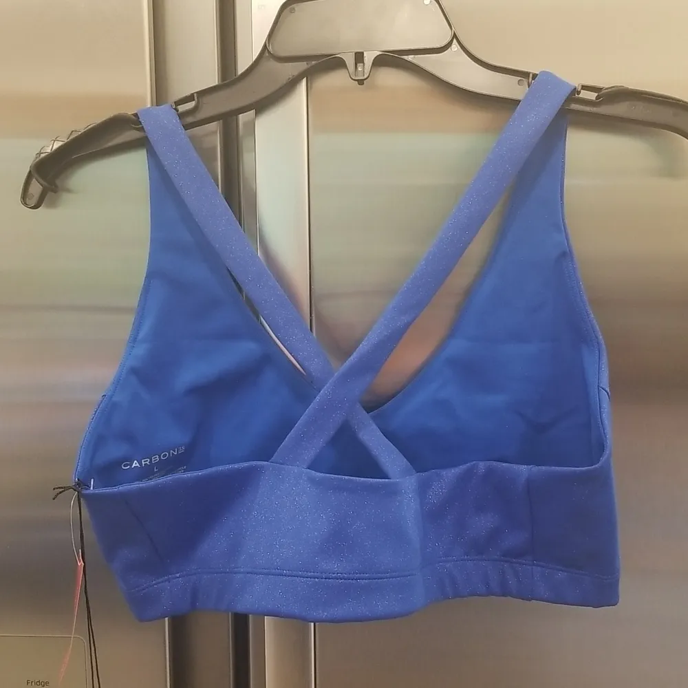 💕CARBON38💕 Shine Powder Set Cross Back Bra + 7/8 Legging Cobalt Blue Large NWT - Image 14
