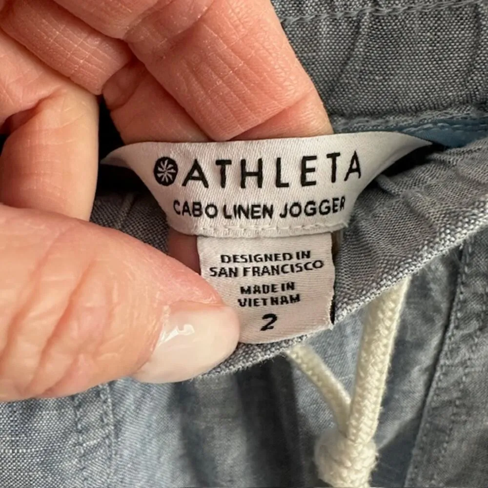 Athleta Cabo Linen Jogger Size: 2 Color: Chambray Blue - Image 9