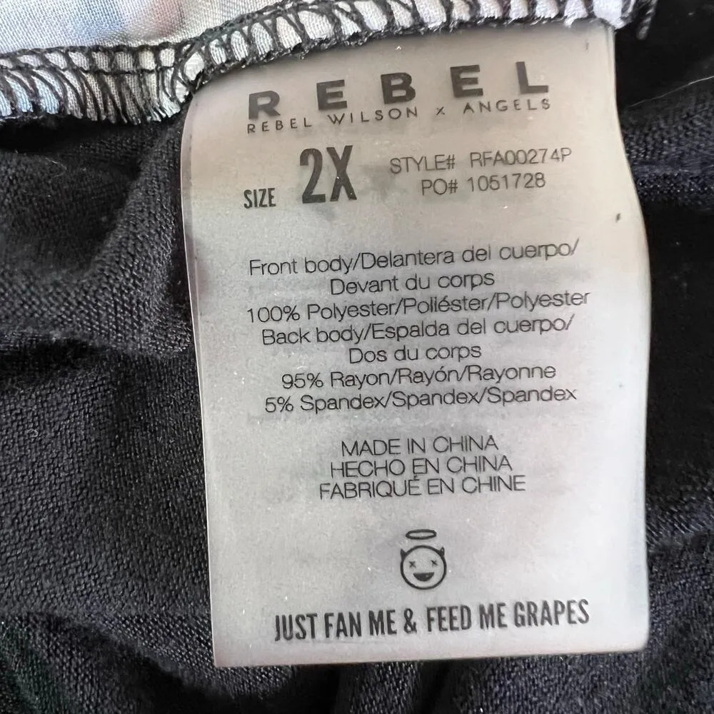 Rebel Womens Blouse Top Shirt Cold Shoulder Abstract Print Black White Pink 2X - Image 9