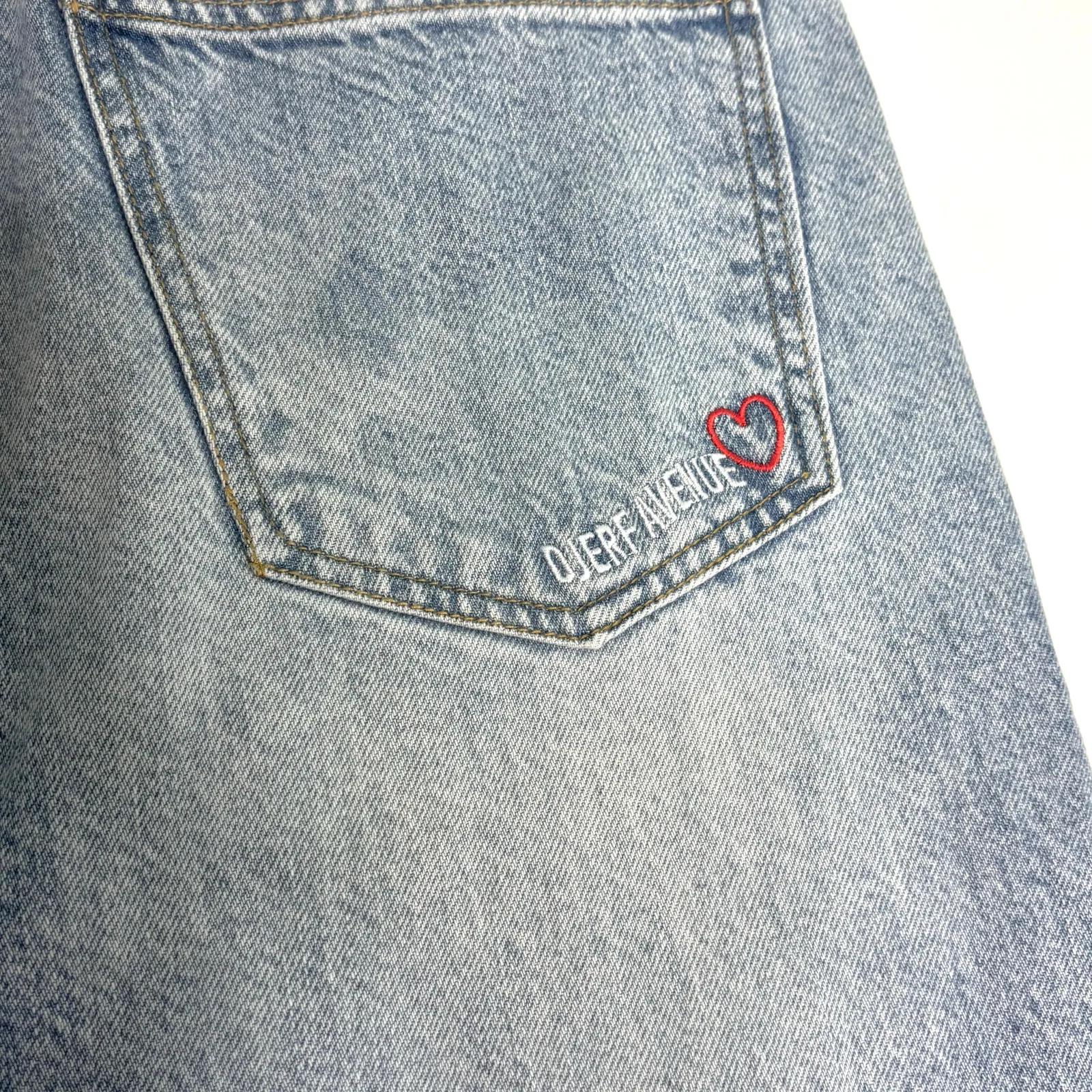 Djerf Avenue Relaxed Washed Light Blue Tall Button Fly Straight Leg Jeans 26 - Image 13