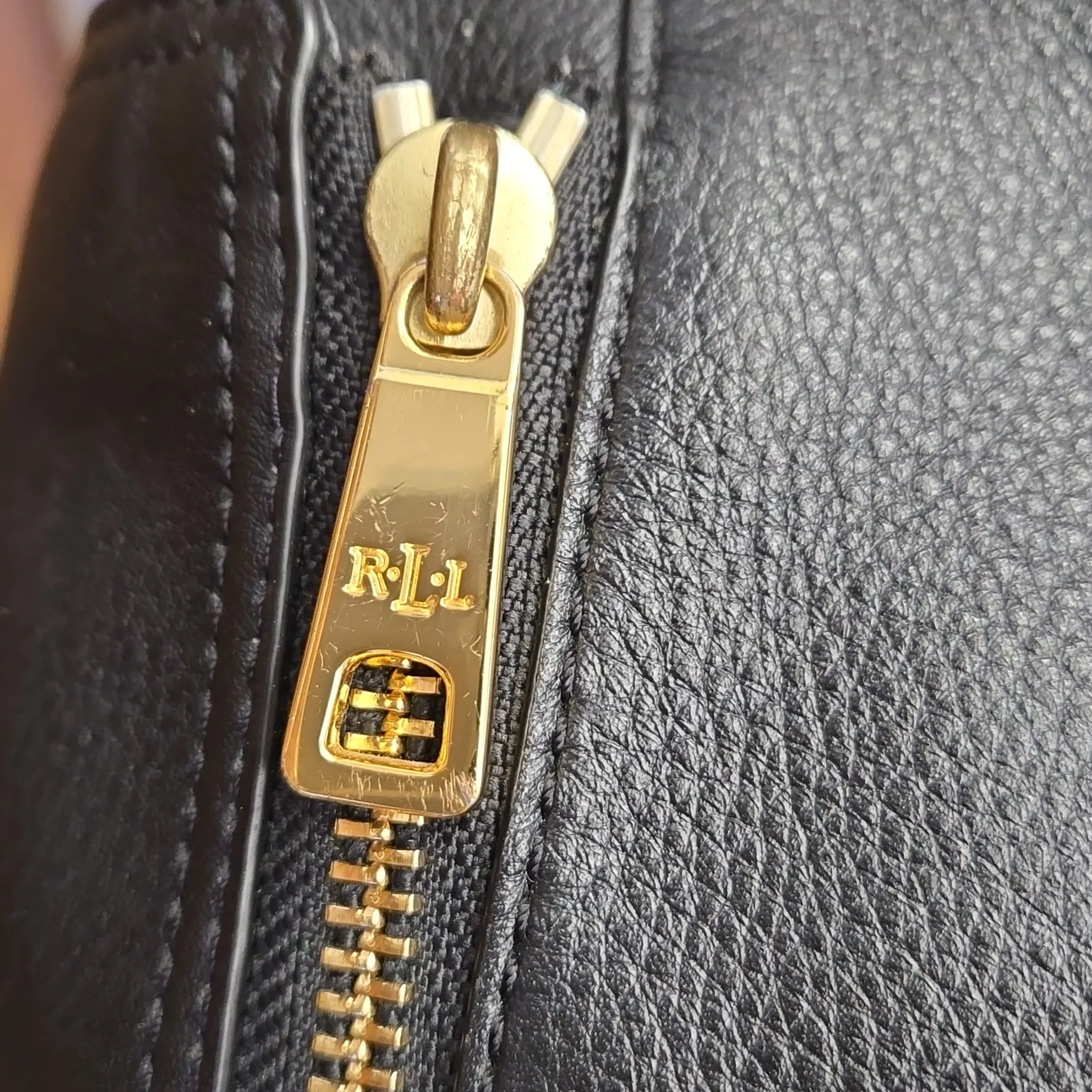 Lauren Ralph Lauren Black Pebbled Leather Hobo Shoulder Bag Purse - Image 12