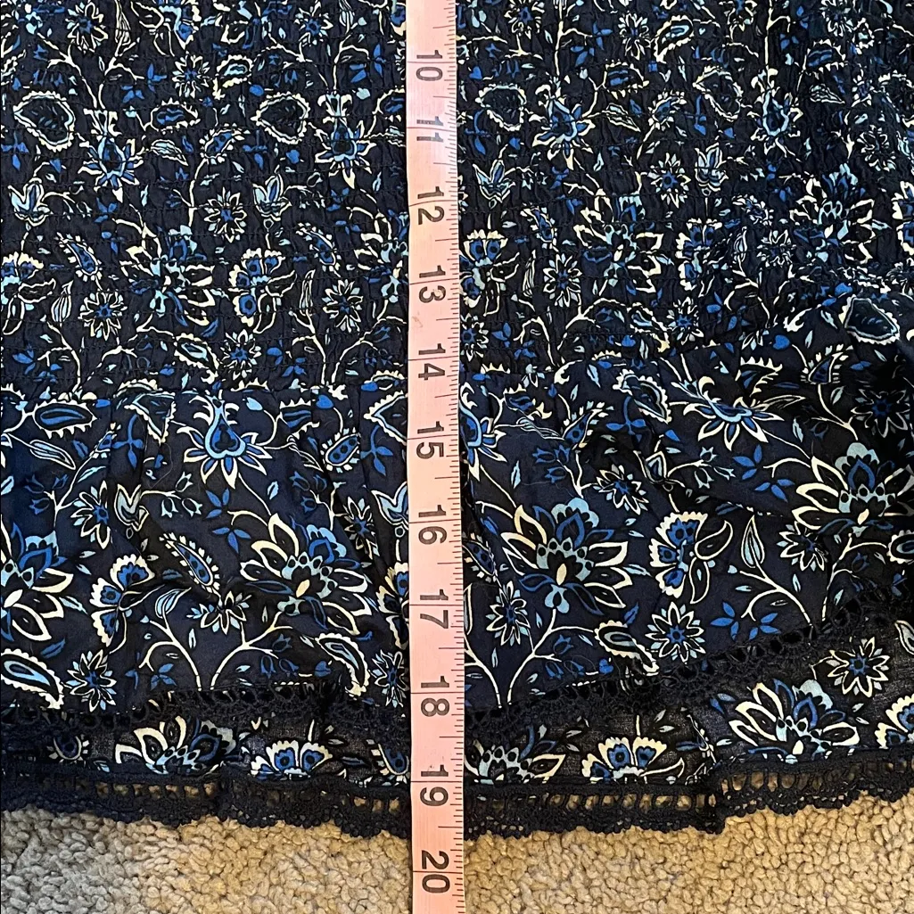 LOFT Dark Blue Floral Patterned Long Sleeve Blouse | Large NWT - Image 13