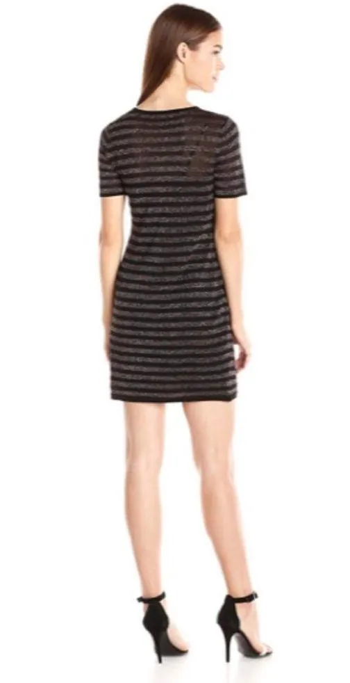 Trina Turk Metallic Striped Sheer Mini Shirt Dress - Image 2