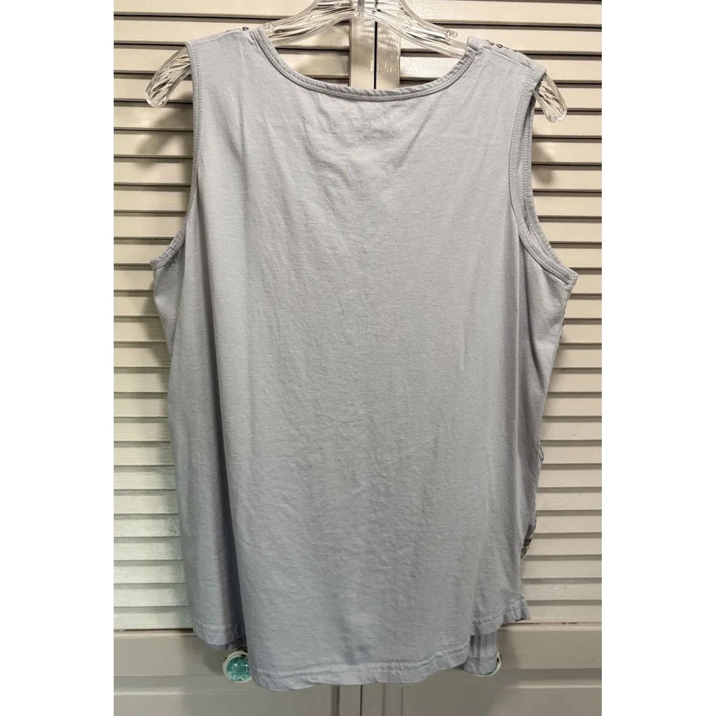 Denim 24/7 Silver Sequins Top Size Large‎ Sleeveless Mixed Material Date Night - Image 4