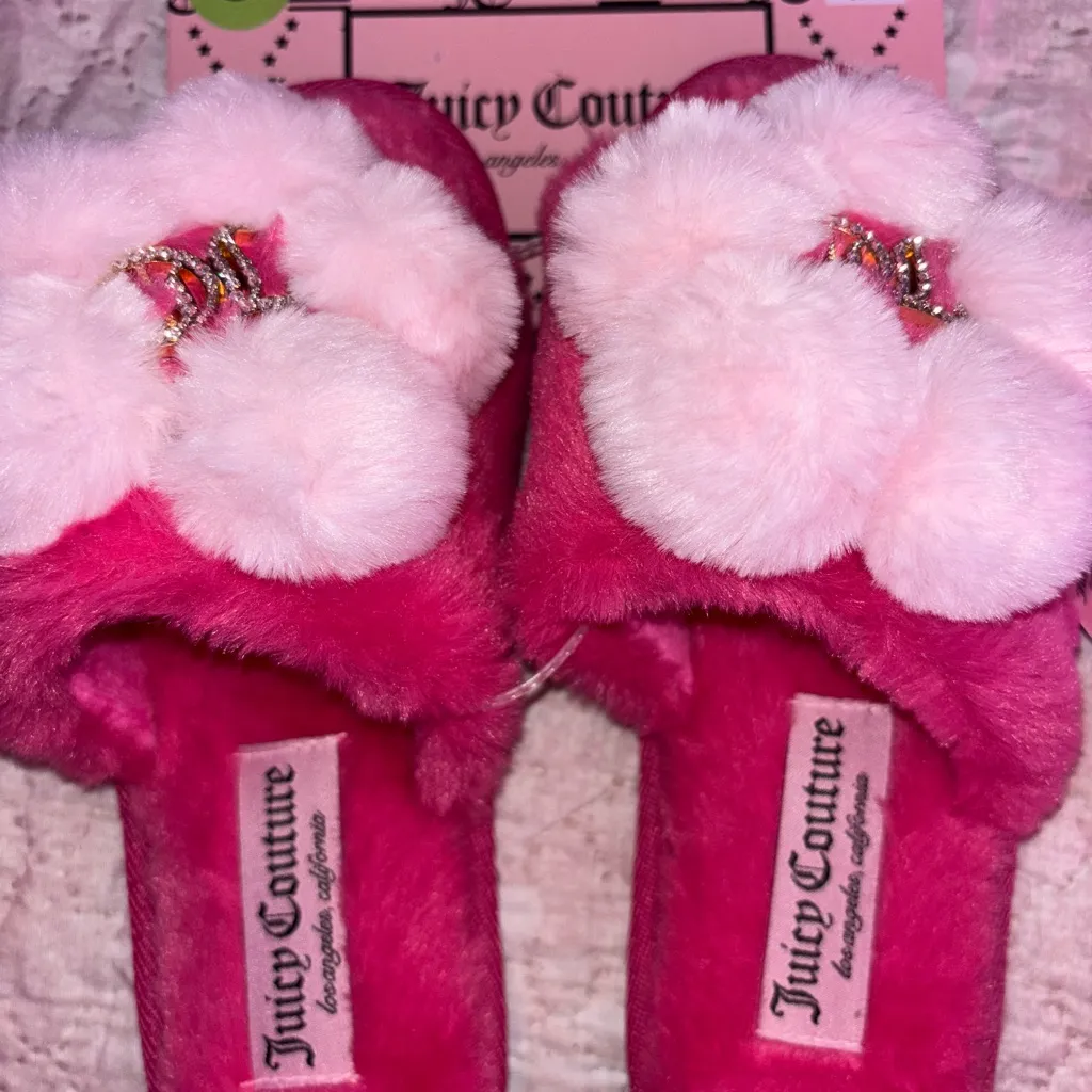 Pink Fuzzy Slippers with Logo - Image 3