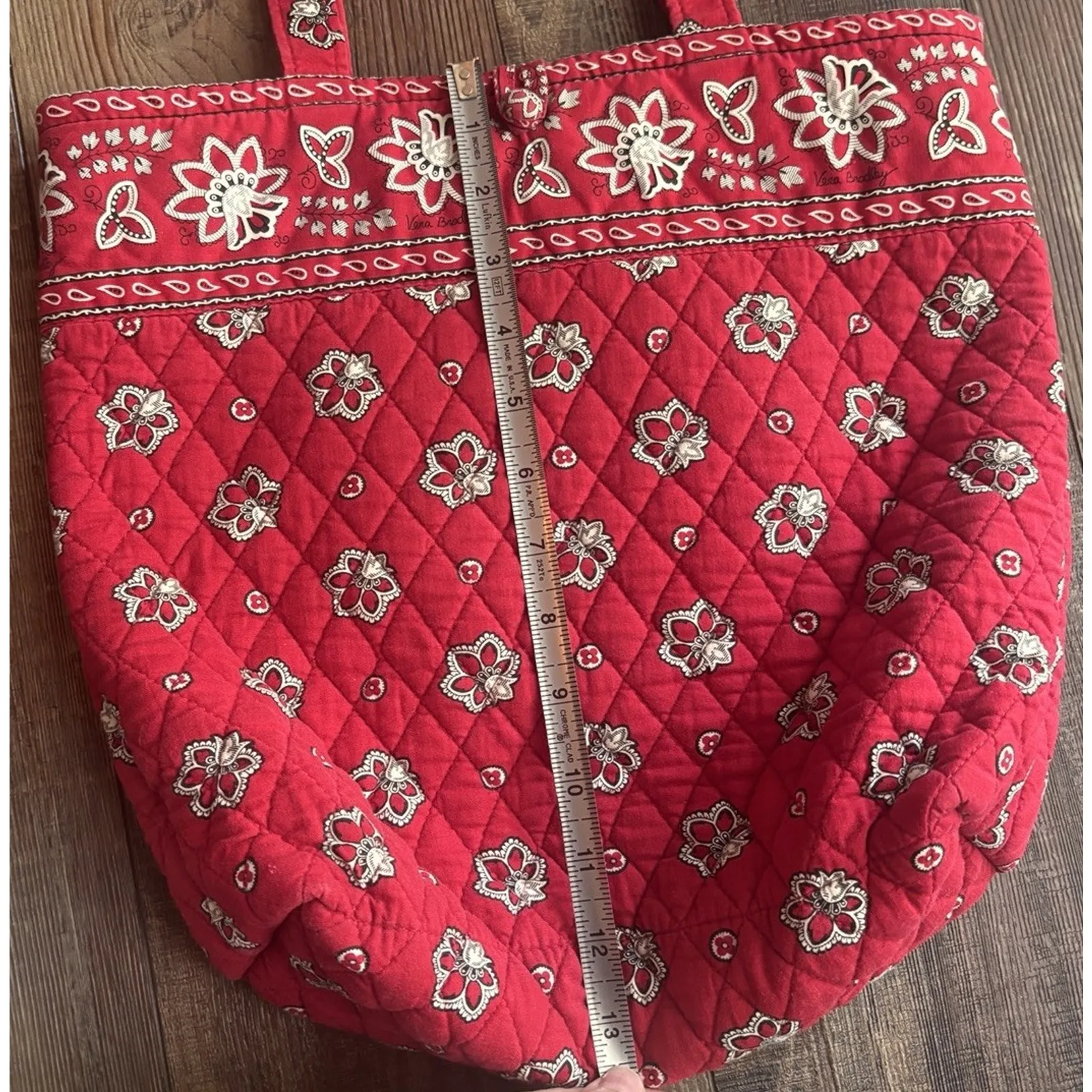 Vera Bradley Tote in Red Bandana Vintage 12.5x13.5” Shoulder Bag Purse - Image 3