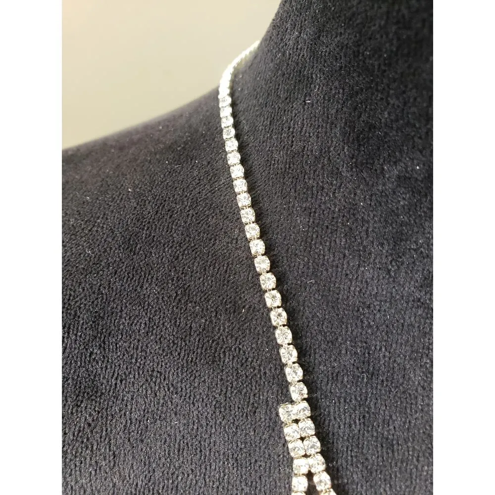 Women's Gold & White Glass Crystal Rhinestone Prong Set Necklace - Image 6