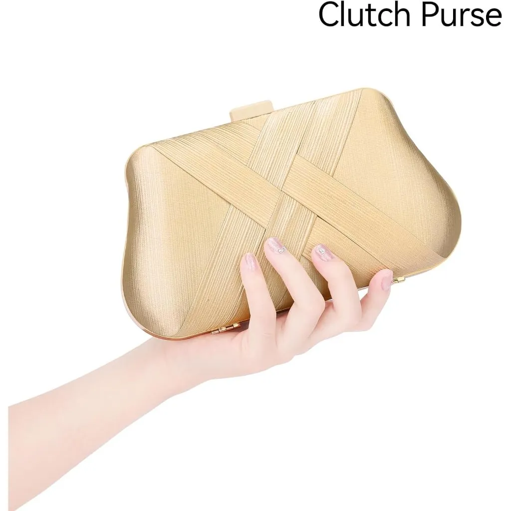 ⚡ Women's Silk Satin Fabric Clutch Crossbody Formal Party Wedding Gold Bag - Image 5