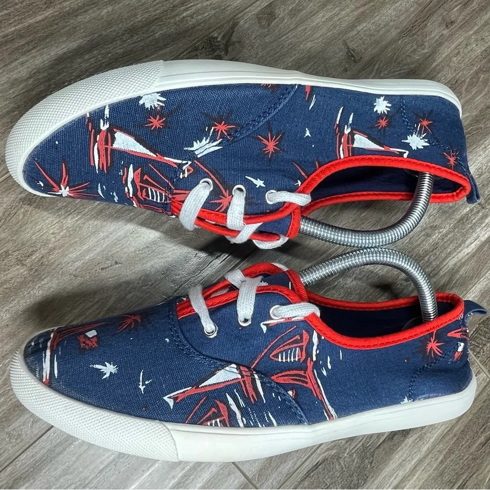 Womens Old Navy Red White & Blue Fireworks Nautical Canvas Sneakers Shoes Size 8 - Image 2